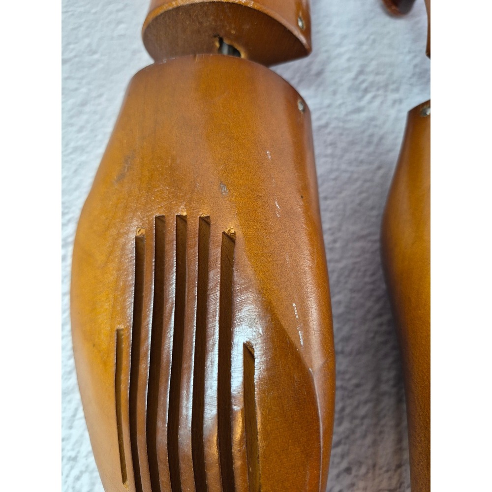 Nettleton Vintage Wooden Adjustable Shoe Trees Brown Mens Size L Slotted Design - Picture 9 of 13